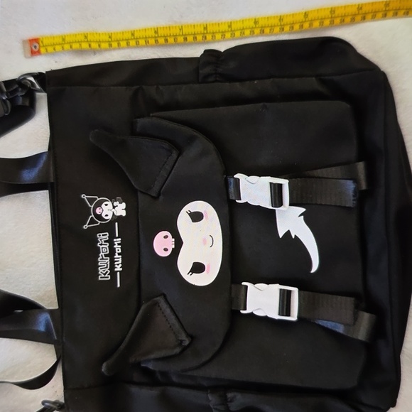 Black Kuromi Cross Body, Shoulder Bag w/ White Accents - Picture 9 of 11